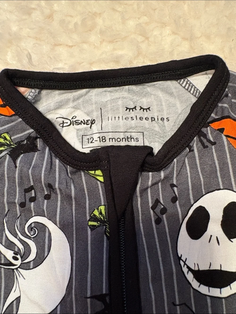 Little Sleepies Nightmare Before Christmas Jack 12-18M Zippy Never Worn